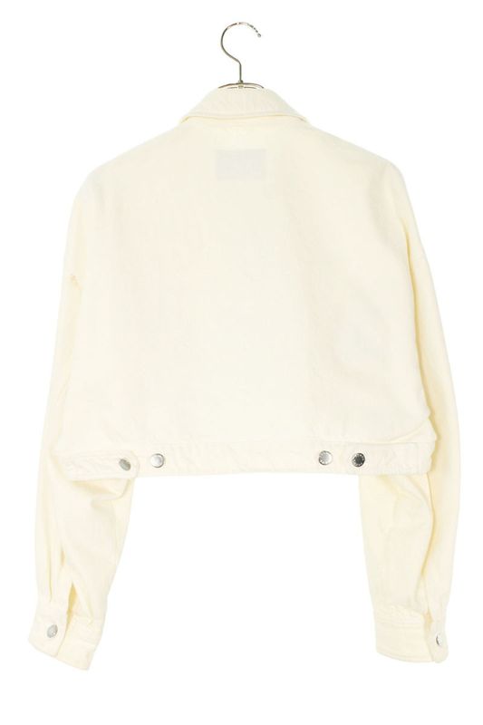 Prada Gfb279 Triangle Logo Plate Cropped Denim Jacket Women 36