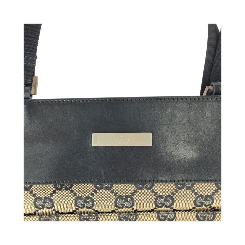 Gucci Beige Gray Silver Hardware GG Canvas/leather 019 0348 Shoulder Bag