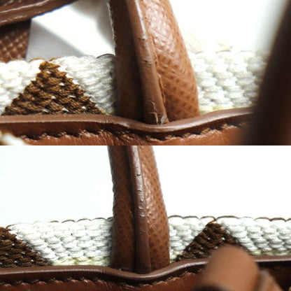 Prada Symbol Embroidered Fabric Mini 2 Way Shoulder Bag Brown White Mbmb IC
