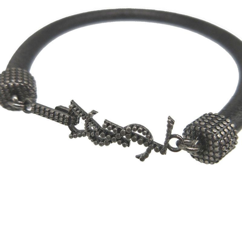 Saint Laurent Paris Logo Leather Black Bracelet 1380 Saint Laurent Paris