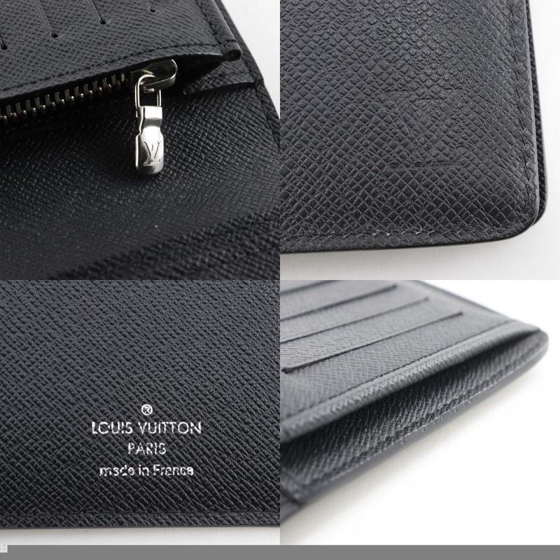 Louis Vuitton Portefeuille Brazza M30501 Taiga Noir Black Ta0138 Men's Long
