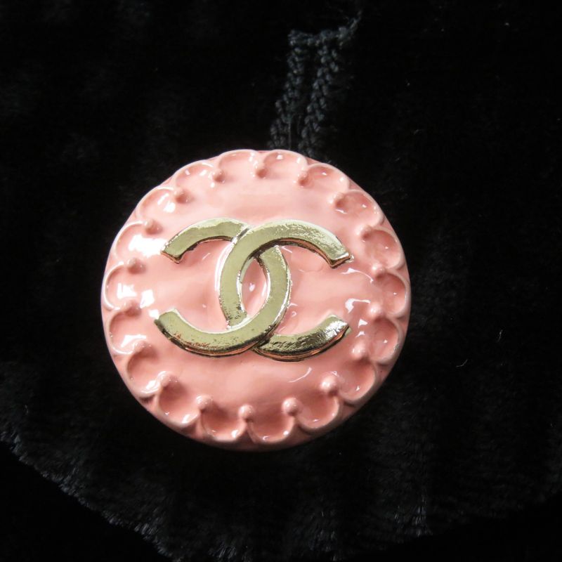 CHANEL 22B P73309 Silk-blend Coco Button Tweed Switch Velvet Coat Black Pink 38