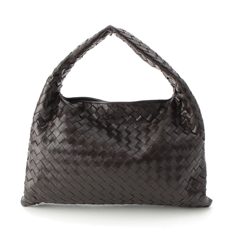 Bottega Veneta Hop Small Leather Intrecciato One Shoulder Handbag Brown