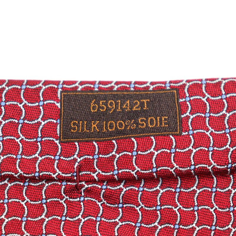 Hermes 659142t Cravate 100% Silk All-over Design H Logo Lining Red With Box