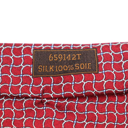 Hermes 659142t Cravate 100% Silk All-over Design H Logo Lining Red With Box