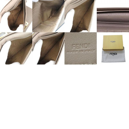 Fendi Bifold Wallet 8m0308 Peekaboo Leather Beige Glaze Gold Hardware Long