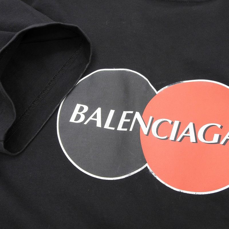 Balenciaga Cotton Logo Print T-shirt Cut And Sewn 620969 Size XXS Black Mens