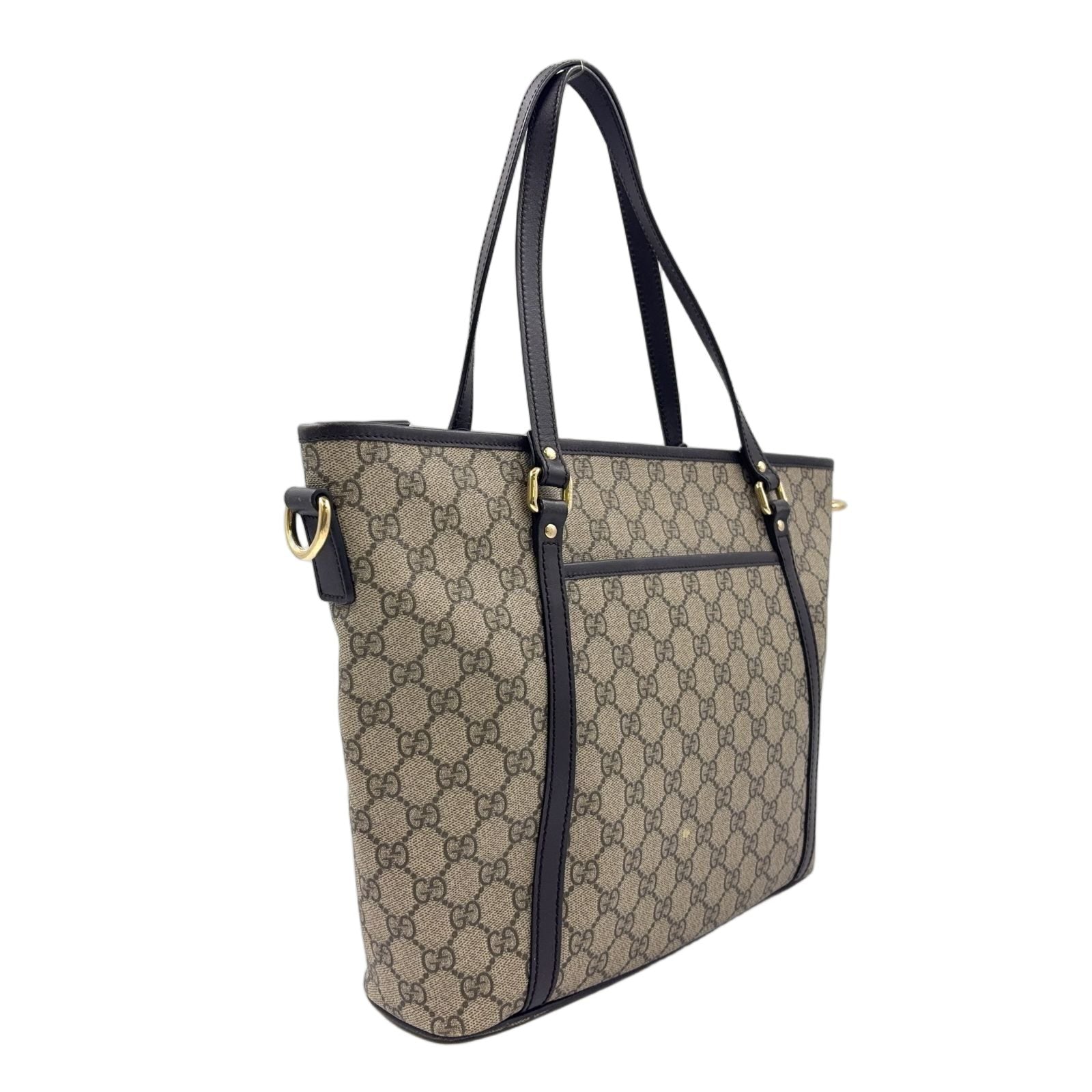 Gucci GG Supreme Leather Brown Beige Tote Gold — view 2