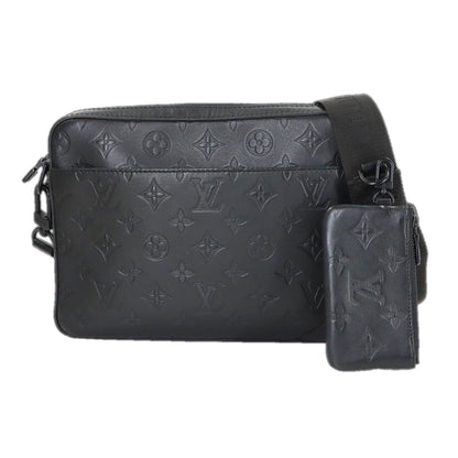 Louis Vuitton Monogram Shadow Duo Messenger Shoulder Bag Leather Black