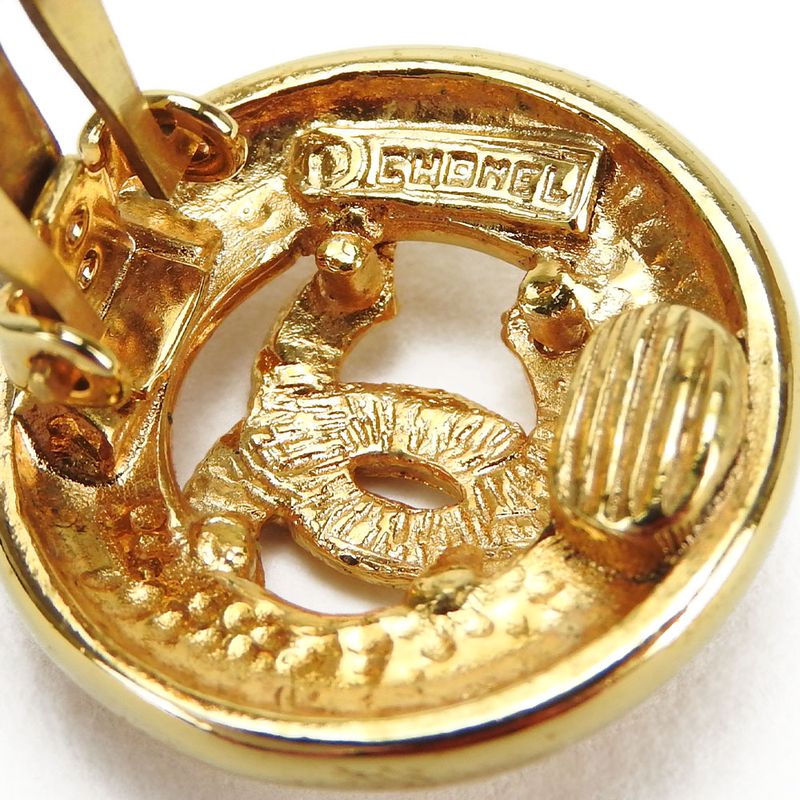 Chanel Earring Coco Mark Metal Gold Accessory Plated Small Accessories Ladies