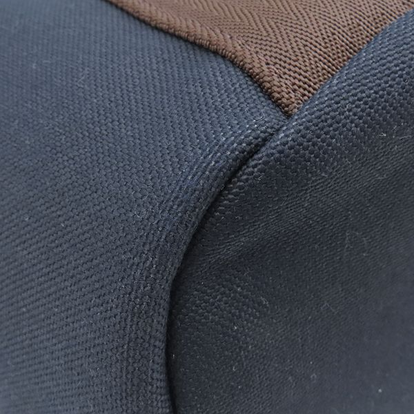 Hermes 2way Bag Sac de Pansage Groom Toile Chevron Navy and Orange Silver