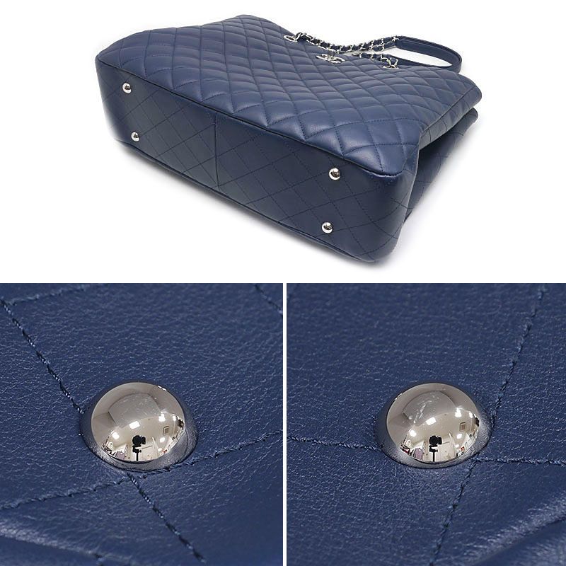 Chanel Matelasse Chain Tote Bag A91046 In Navy Blue