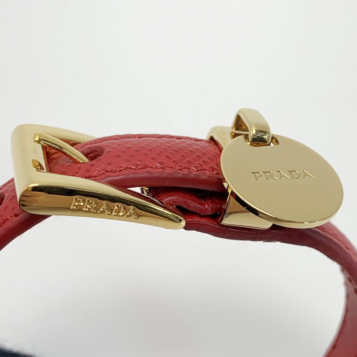 Prada Leather Red X Gold Hardware Bracelet with Box