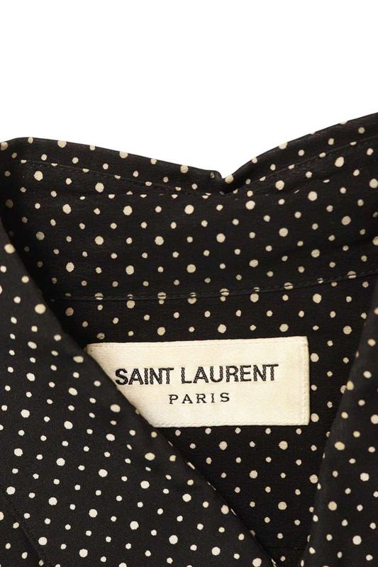 Saint Laurent Paris 646850 Y2e62 Silk Dot Long Sleeve Shirt Men's 37