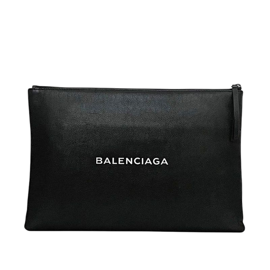 Balenciaga Clutch Bag Black Everyday 390160 Excellent Condition Leather