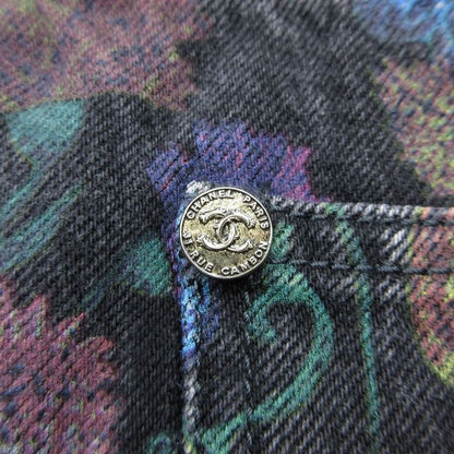 Chanel P70723v62507 21a Denim Pants Jeans Total Coco Mark Button Camellia
