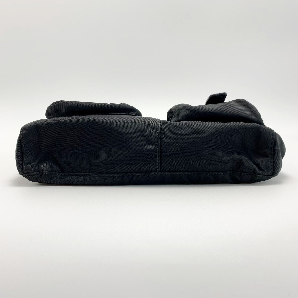 Prada Waist Bag Square Logo Plate Black Nylon