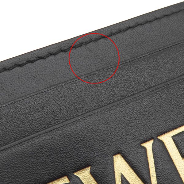 Loewe Card Case Embossed Plain Card Holder Calf Black and Gold Black Logo
