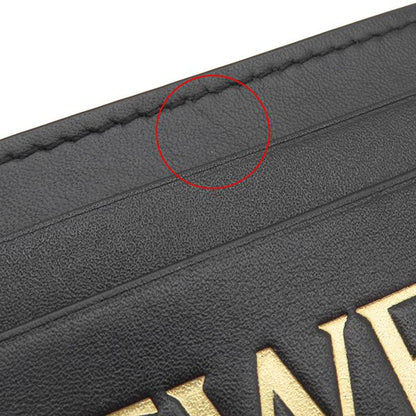 Loewe Card Case Embossed Plain Card Holder Calf Black and Gold Black Logo