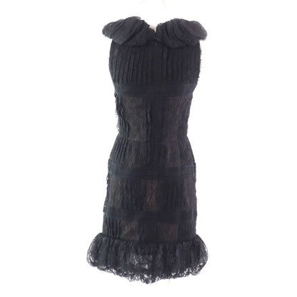 CHANEL 09C P34753 Little Black Dress Coco Mark Zip With Rhinestones Full Lace