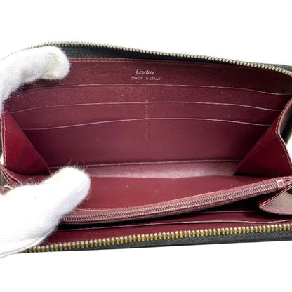Cartier Must De Cartier Round Zip International Wallet Long Wallet Leather