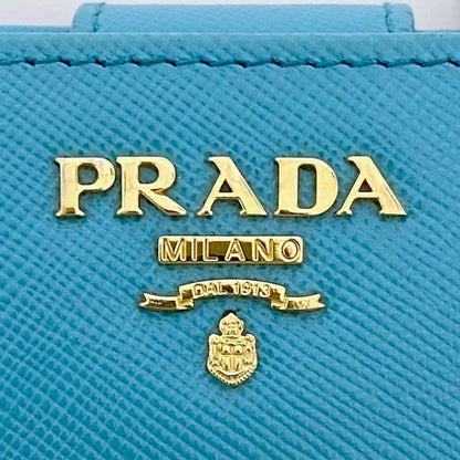 Prada Bifold Wallet Light Blue Saffiano