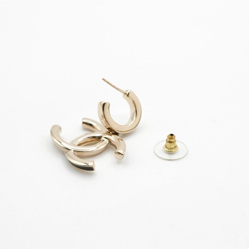 Chanel Earrings Earring Gold Black Coco Mark Hoop
