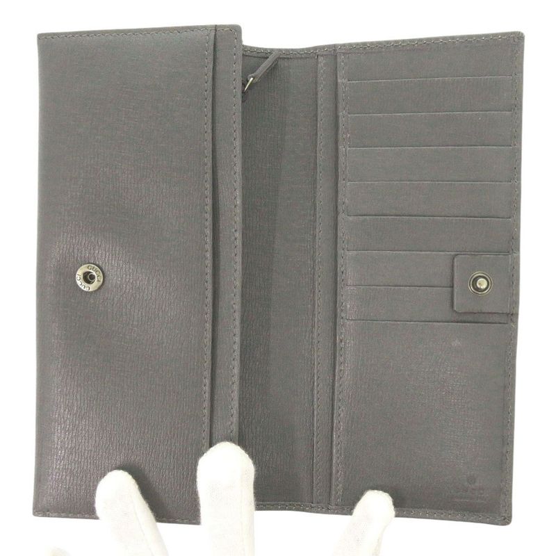 Gucci Interlocking G 256348 Leather Gray Long Wallet 0803 Gucci Men's