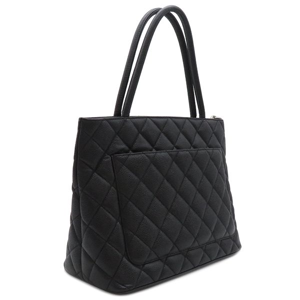 Chanel Tote Bag Revival Tote Caviar Skin Black Silver Hardware Black Coco Mark