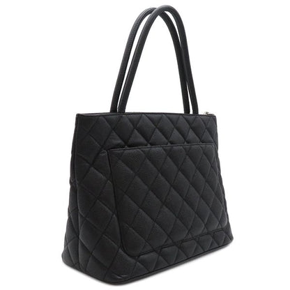 Chanel Tote Bag Revival Tote Caviar Skin Black Silver Hardware Black Coco Mark