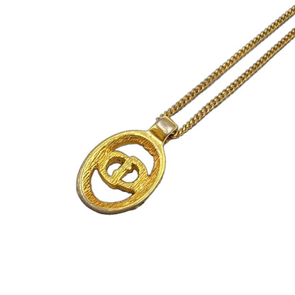 Dior CD Logo Oval Gold Plated Necklace — view 2
