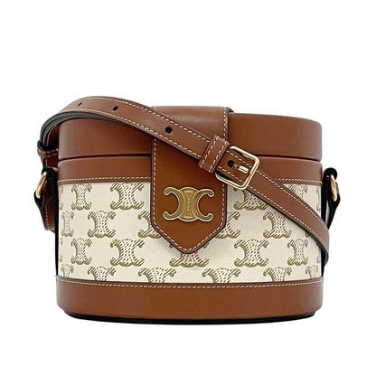 Celine Shoulder Bag Tambour White Brown Triomphe