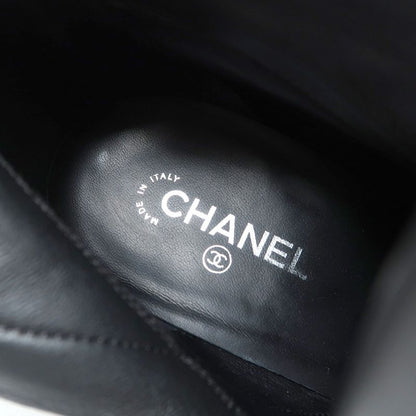 Chanel Boots Size 37 1 2 C Coco Mark Different Material Side Zip Pin Heel Midi