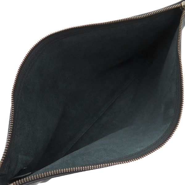 Gucci Clutch Bag Portfolio Leather Black Gold Hardware Logo Print Black 500984