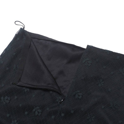 Chanel Skirt Size 40 03A Knee Length CC Logo Coco Mark Floral Lace Black Made