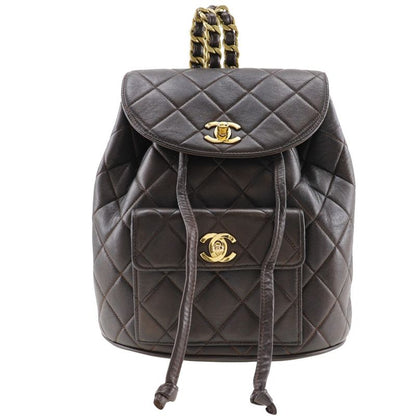 Chanel Matelasse Coco Mark Vintage Lambskin Brown Women's Backpack/daypack