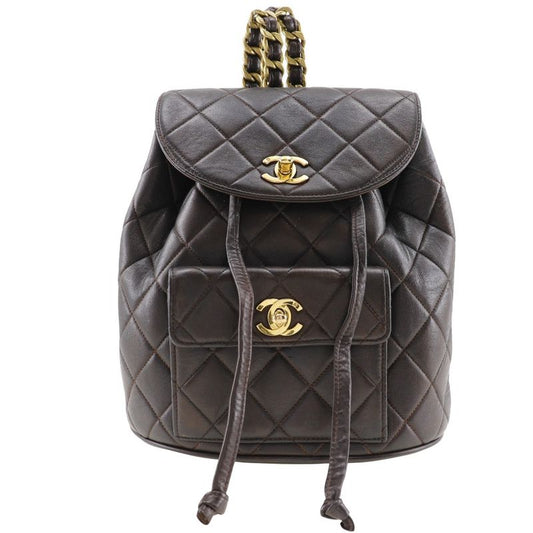 Chanel Matelasse Coco Mark Vintage Lambskin Brown Women's Backpack/daypack