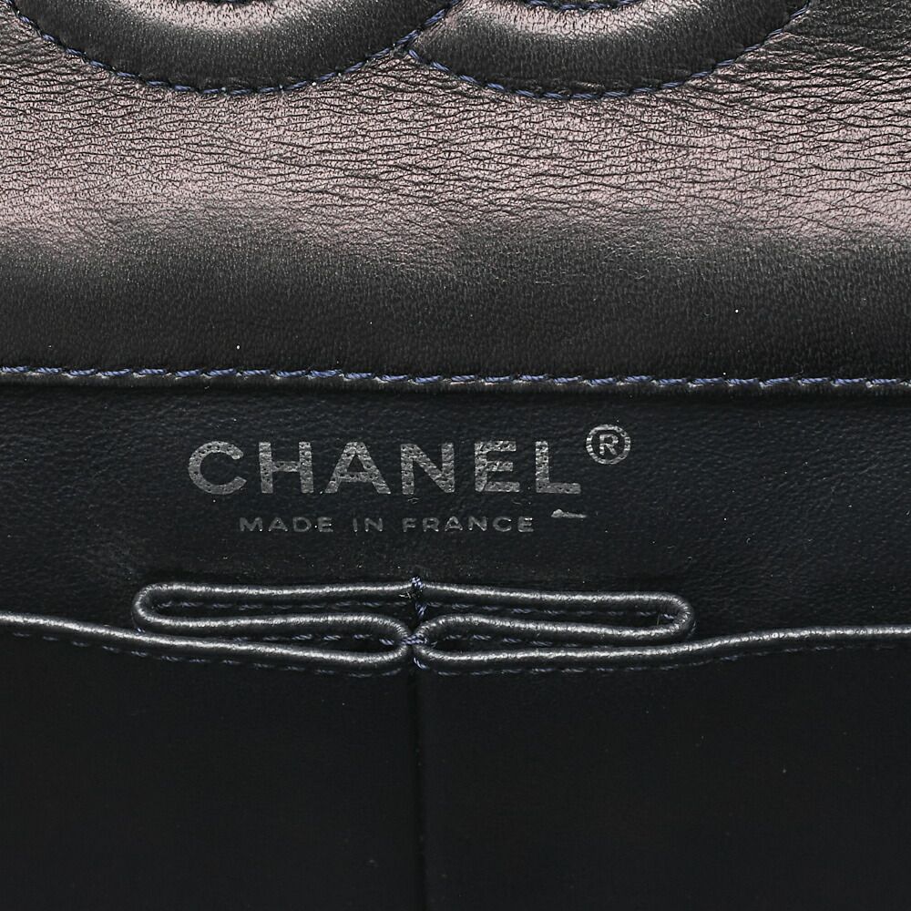 Chanel Shoulder Bag Matelasse Double Flap Stripe Chain Shoulder Cotton Navy And