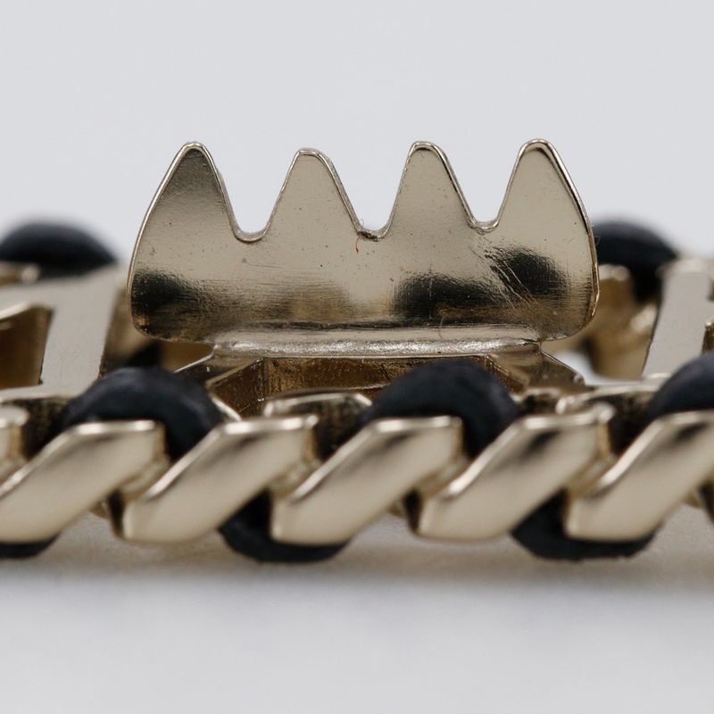 Chanel Logo Chain Barrette Leather X Gold Plated Black B20V Ladies Barrette