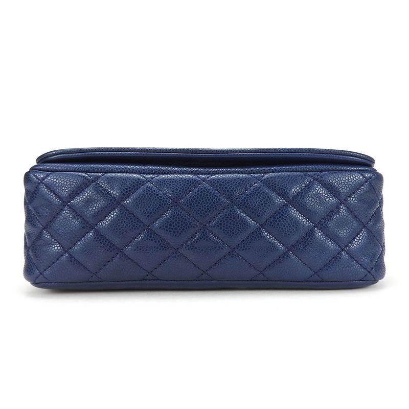 Chanel Shoulder Bag Matelasse Caviar Skin Navy Silver Hardware Decacoco W Chain