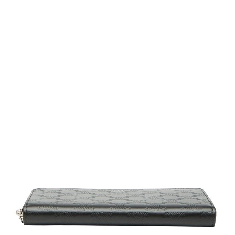 Celine Triomphe Round Zipper Long Wallet Black Leather Women's Celine