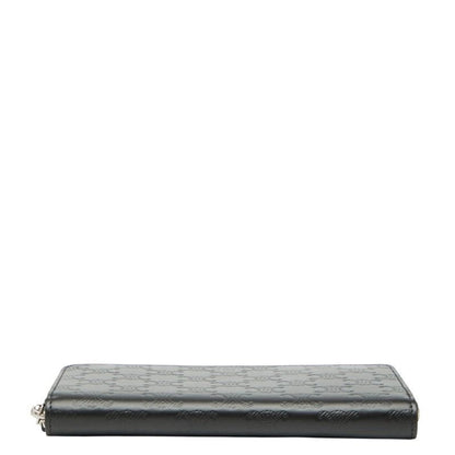 Celine Triomphe Round Zipper Long Wallet Black Leather Women's Celine