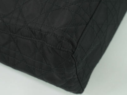 Authentic Christian DIOR Lady Dior Cannage Handbag Nylon Black Lady Dior Bag