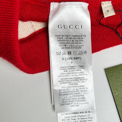 Gucci 23SS 727146 100% Wool Long Length Pleated Skirt Red S Made In Italy