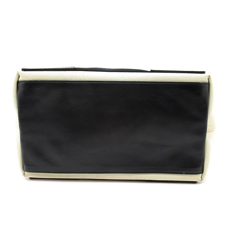 Balenciaga Navy Cabas Su S 339933 Canvas Leather Women's Tote Bag Natural Black