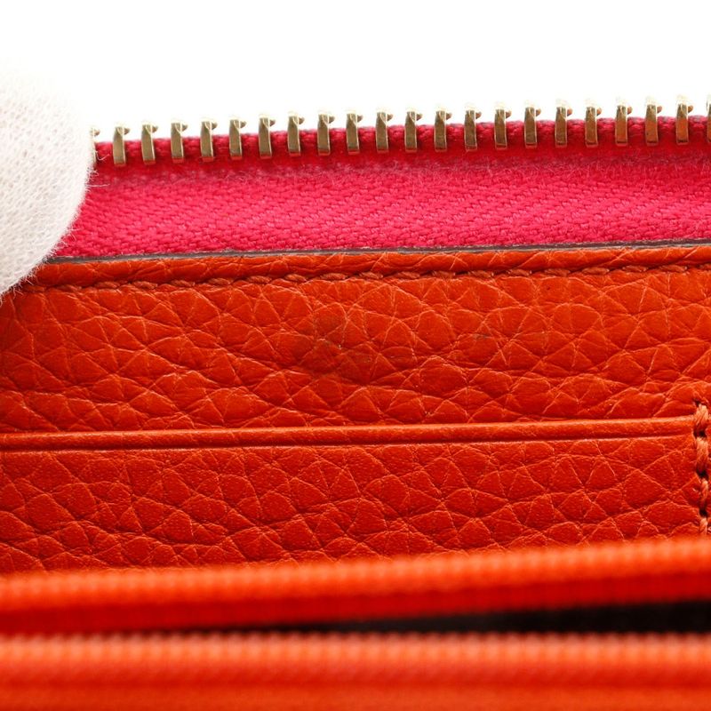 Gucci Round Zipper Bamboo Tassel Bicolor 307984 Calf Pink/orange Ladies Long