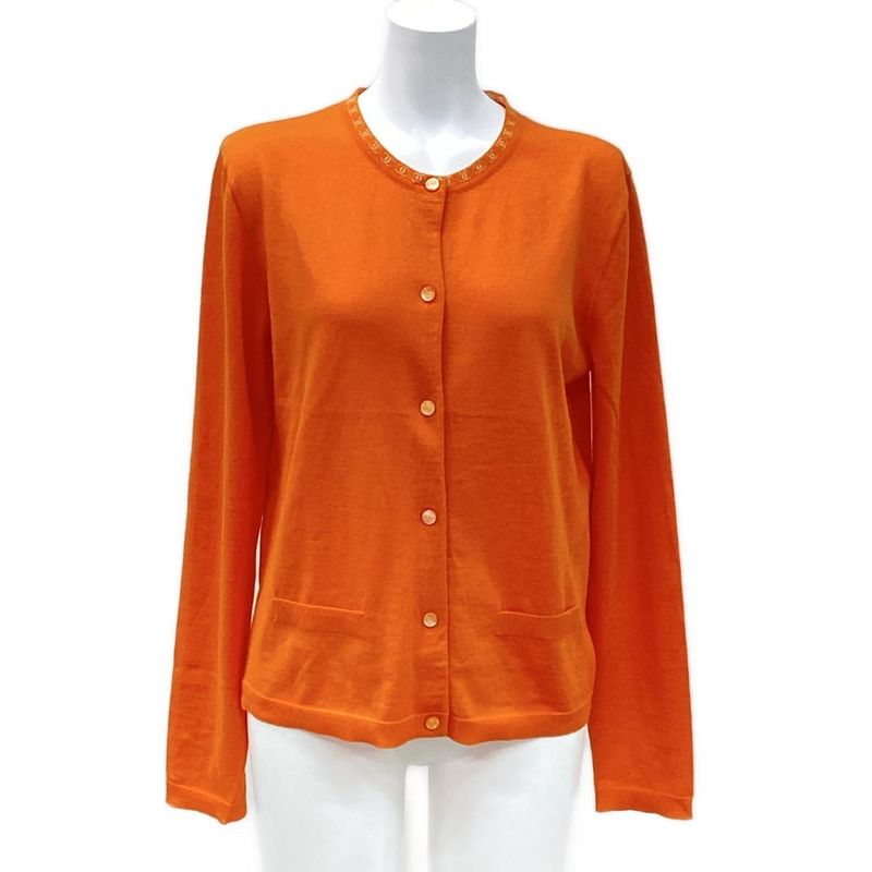Chanel Cardigan Size 42 L Women - P17936 Orange Cashmere
