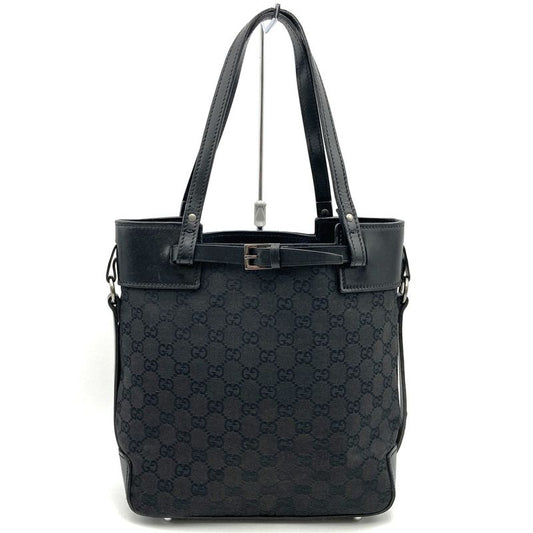 Gucci 107757 Handbag Tote Bag GG Canvas Black Ladies Men