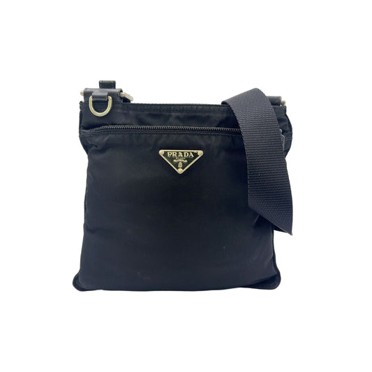 Prada Nylon Black Mini Shoulder Bag Silver