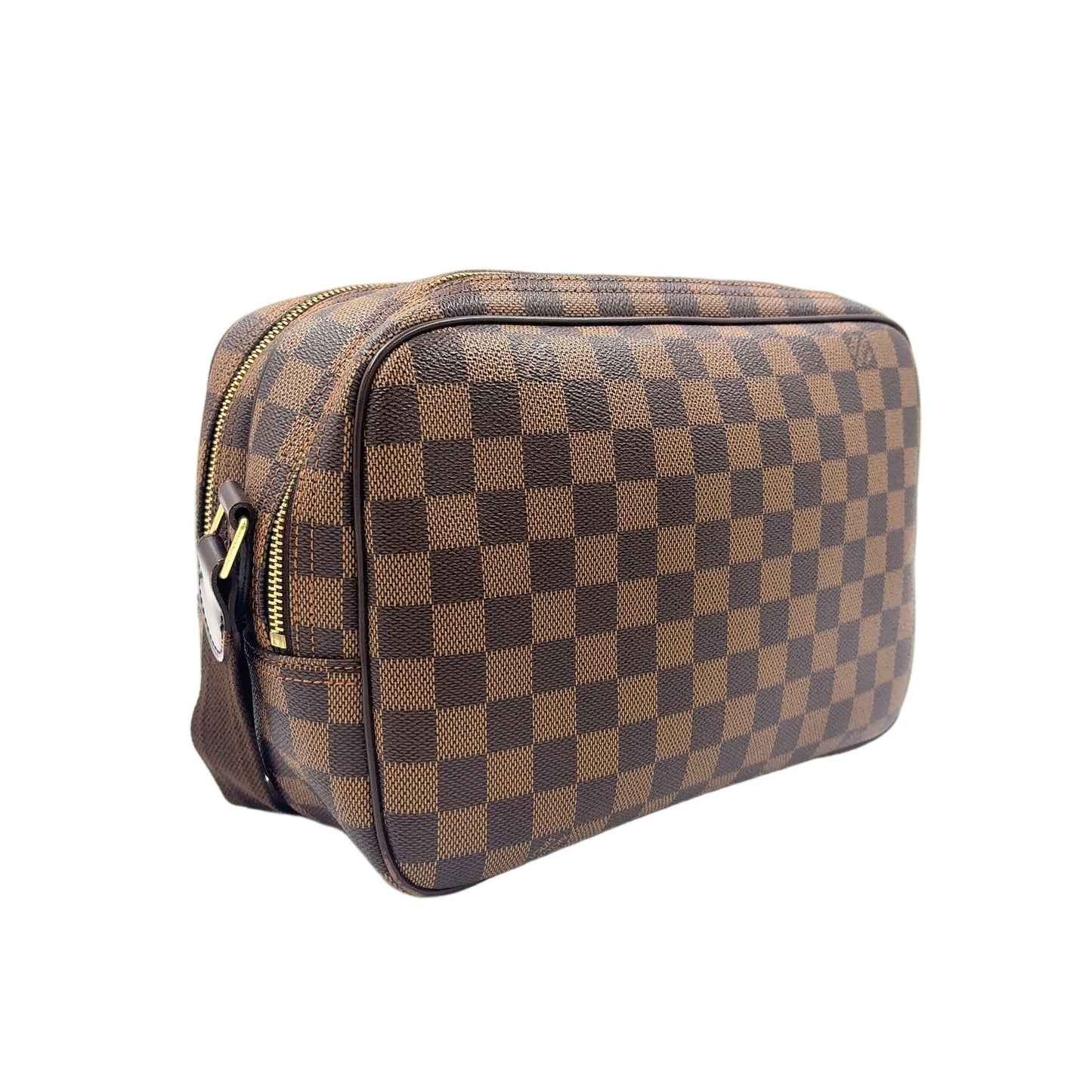 Louis Vuitton Reporter PM Damier Ebene Initial Leather Brown Shoulder Bag Gold — view 2